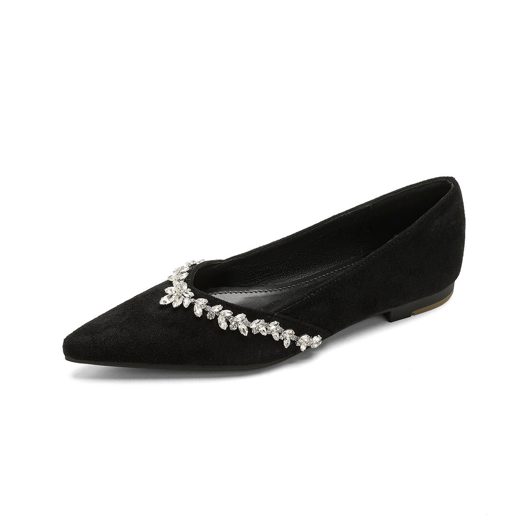 Damen Ballerinas mit funkelndem Strassbesatz und elegantem Spitzendesign EB