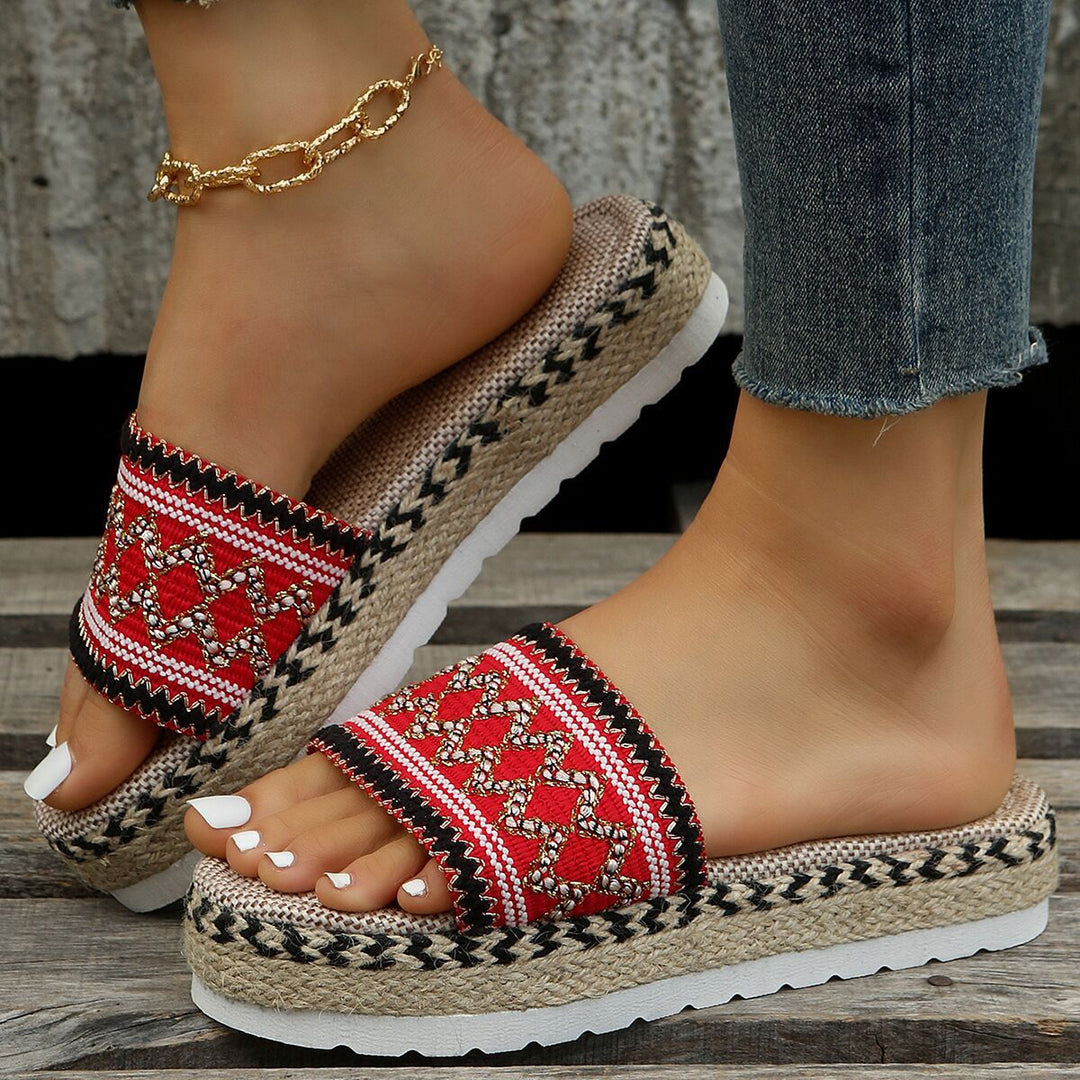 Damen Komfortable Plateausandalen mit modischer Stickerei EB