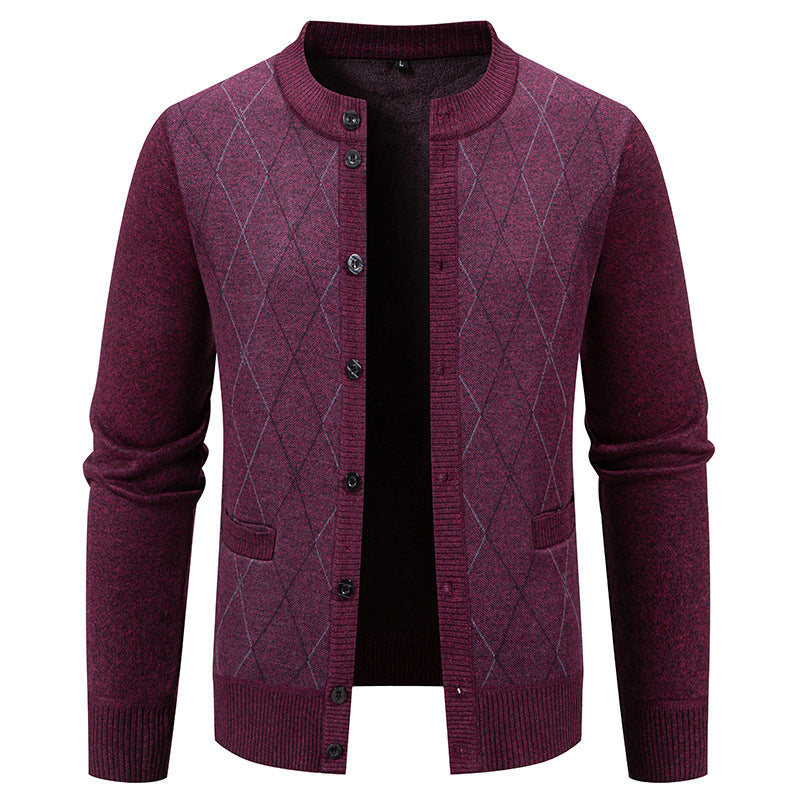 Herren Strickjacke mit modernem Rautenmuster EB
