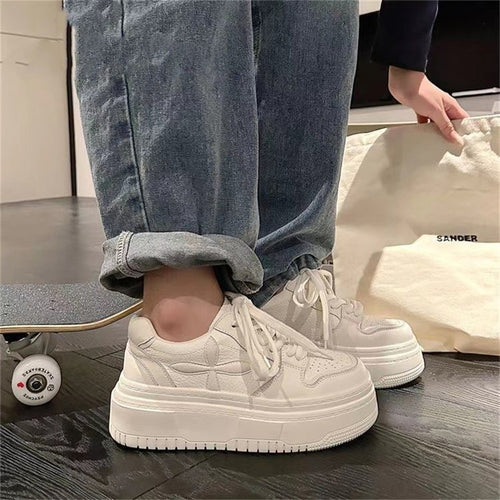 Damen modische Plateau-Sneaker mit trendigem Design und rutschfester Sohle EB