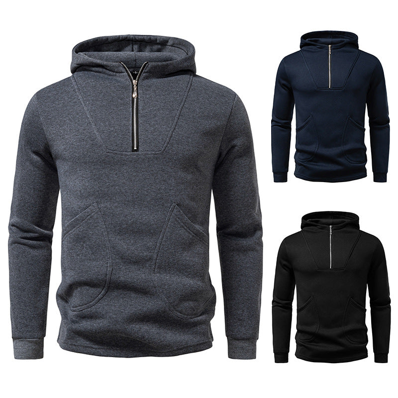 Herren Kapuzenpullover mit modernem Zipper und praktischen Taschen EB