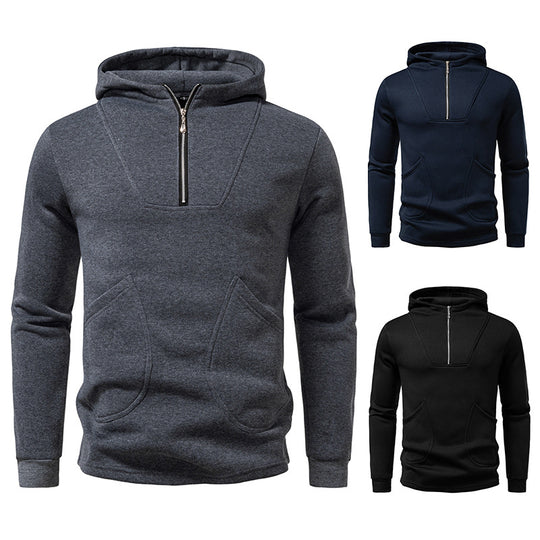 Herren Kapuzenpullover mit modernem Zipper und praktischen Taschen EB
