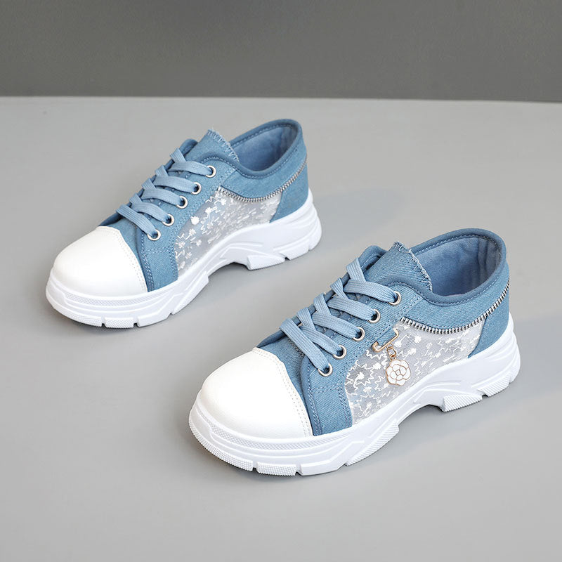 Damen Sneaker mit transparenten Einsätzen und modischem Reißverschluss EB