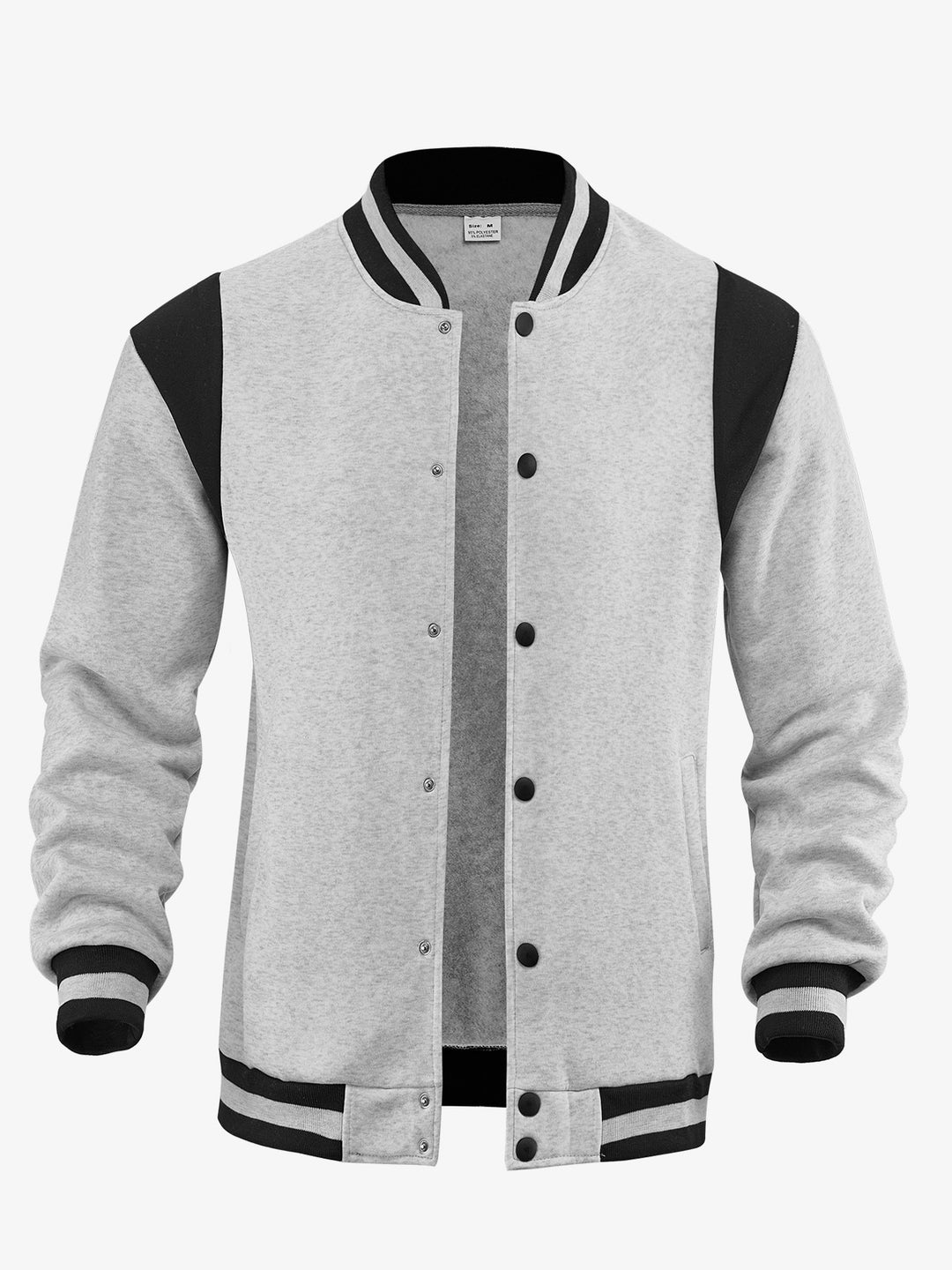 Herren nan legere Baseballjacke in Sweatqualität mit Druckknopfleiste geripptem Kragen und kontrastierendem Schulterbesatz EB