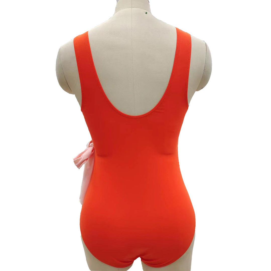Damen Eleganter Wickelbadeanzug mit asymmetrischem Schnitt EB