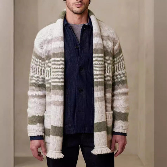 Herren Strickjacke mit modernem Muster und praktischen Taschen EB