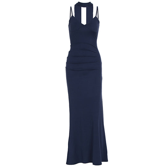 Damen Maxikleid mit figurbetontem Schnitt und elegantem Stehkragen EB