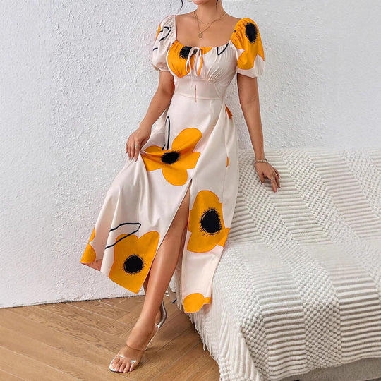 Damen Blütenverziertes Sommerkleid EB