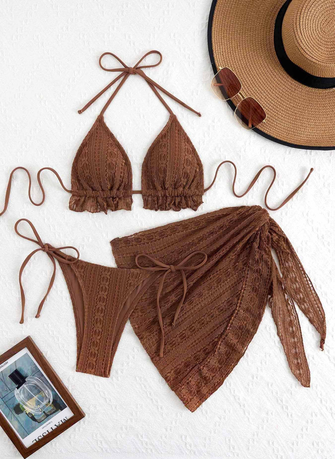 Damen Triangel-Bikini mit raffiniertem Spitzenmuster EB