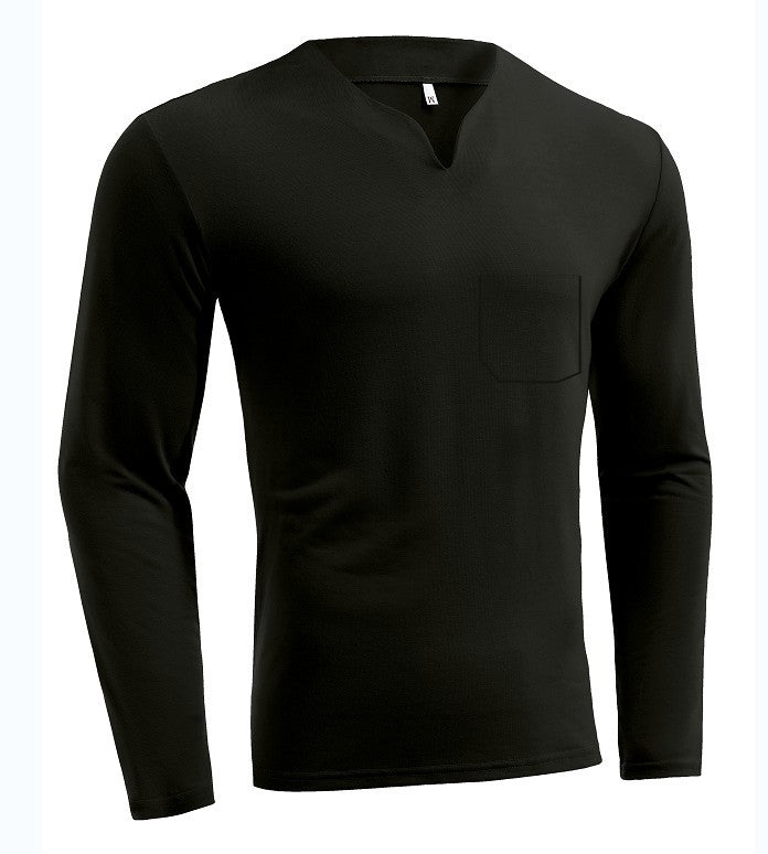Herren nan Langarmshirt mit V-Ausschnitt Slim Fit Baumwollmix und elastischem Komfortbund EB