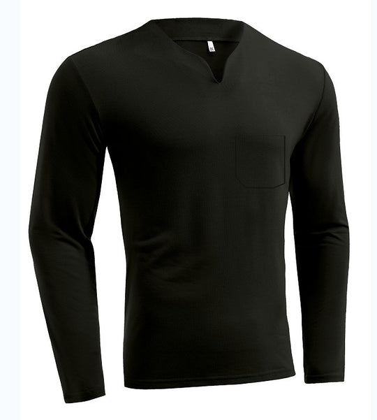 Herren nan Langarmshirt mit V-Ausschnitt Slim Fit Baumwollmix und elastischem Komfortbund EB