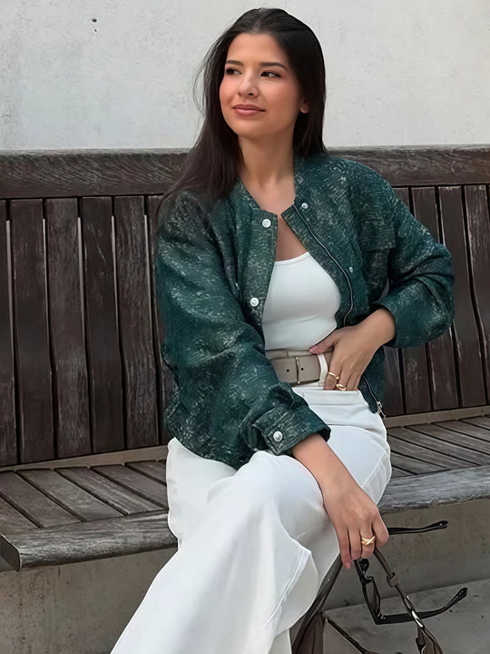 Damen Lässige Oversized-Jacke mit Knopfverschluss EB