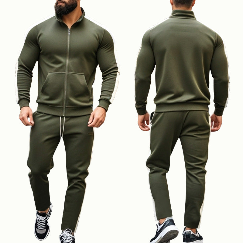 Herren nan zweiteiliges Jogginganzug-Set mit Stehkragen-Zipjacke und konisch zulaufender Jogginghose EB