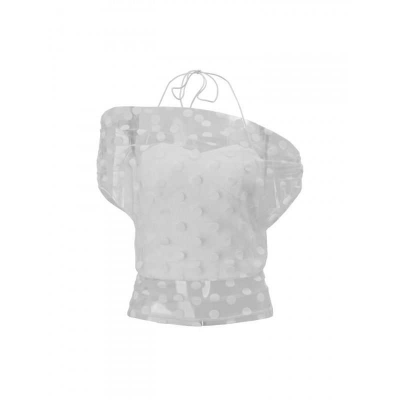 Damen Elegantes off-shoulder Oberteil mit Polka-Dots und Raffung EB