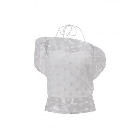 Damen Elegantes off-shoulder Oberteil mit Polka-Dots und Raffung EB