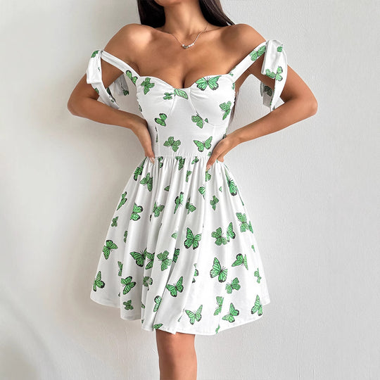 Damen Sommerkleid mit verspieltem Schmetterlingsdesign und verstellbaren Trägern EB