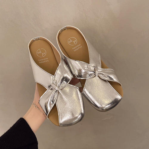 Damen offene Clogs mit modischem Knotendesign und bequemem Fußbett EB