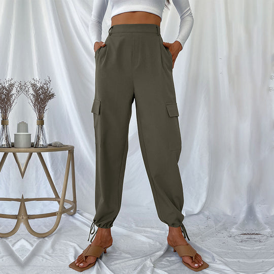 Damen Cargo-Hose mit verstellbarem Bund und seitlichen Taschen EB