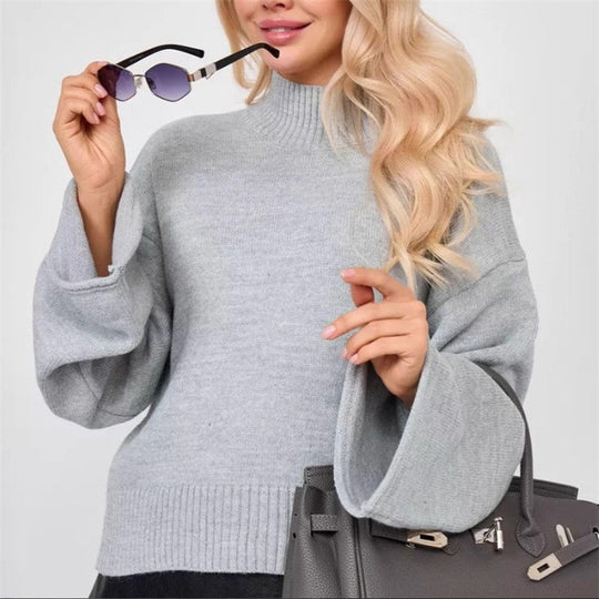 Damen Strickpullover mit lässigem Schnitt und Volumenärmeln EB
