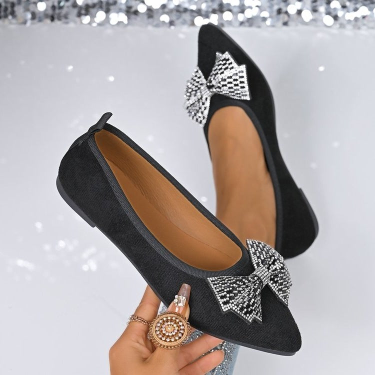 Damen Ballerinas mit funkelnden Strass-Schleifen EB