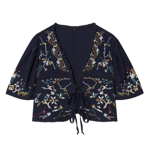 Damen kurze Bluse mit Platz für elegantes Binden EB