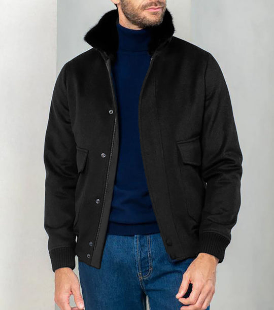 Herren stilvolle Übergangsjacke mit weichem Kragen und praktischen Eingrifftaschen EB