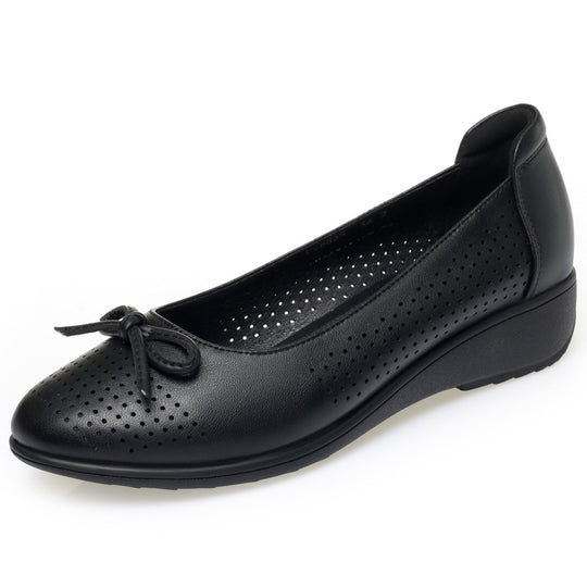 Damen Ballerinas mit perforierter Oberfläche und komfortablem Blockabsatz EB