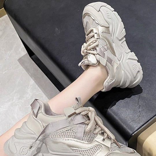 Damen Trendige Chunky Sneakers mit dämpfender Sohle und atmungsaktiver Netzoberfläche EB