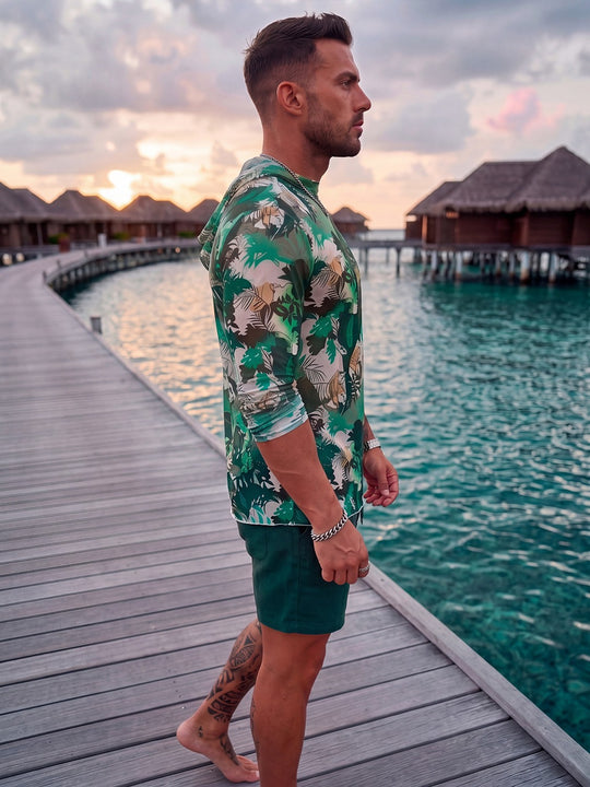 Herren Langarmshirt mit floralem Muster EB