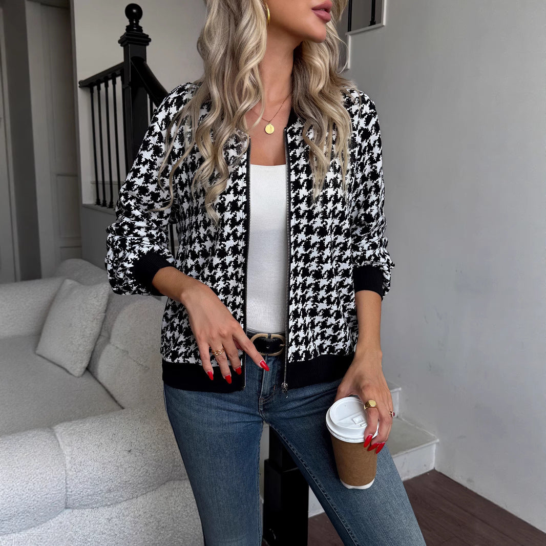 Damen Urbaner Karomuster Bomberjacke EB