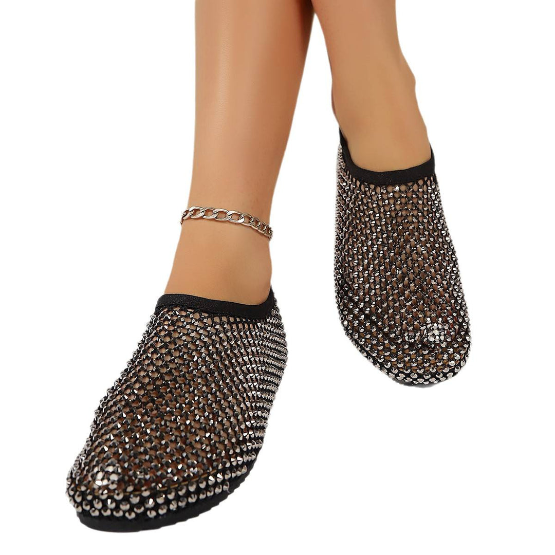 Damen modische Slide-Sandalen mit funkelndem Strassdesign EB