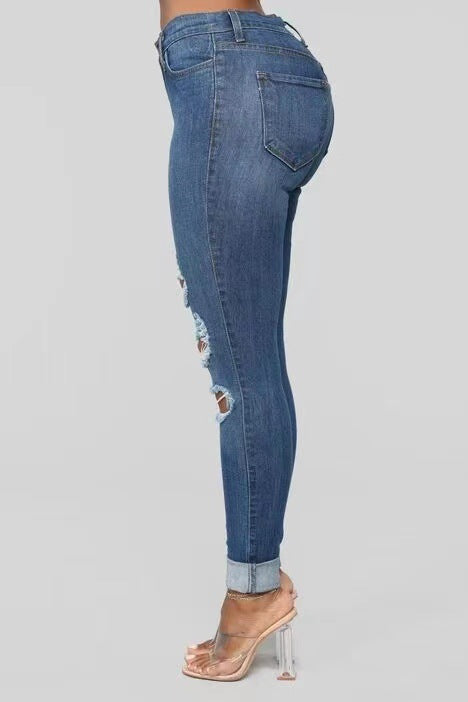 Damen Skinny-Jeans mit Riss-Design EB