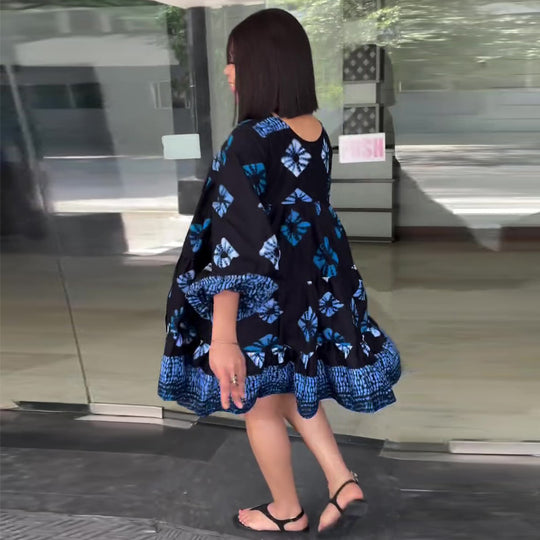 Damen Freizeitkleid mit lässigem Schnitt und voluminösen Ärmeln EB