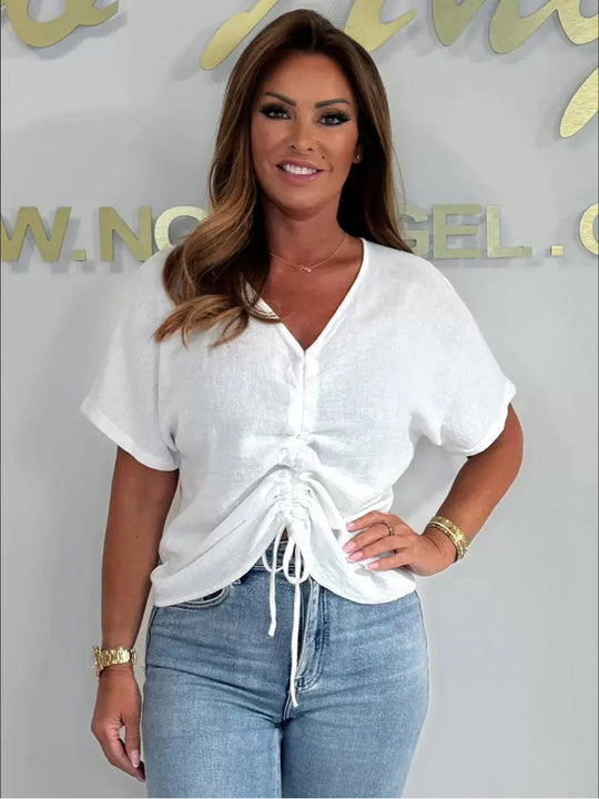 Damen Leichte und lässige Bluse mit Raffung EB