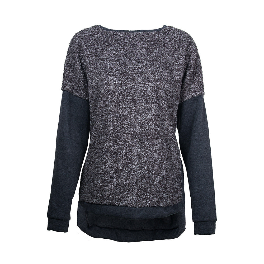 Damen lässiges Sweatshirt mit eleganten Textur-Mix und langen Ärmeln EB