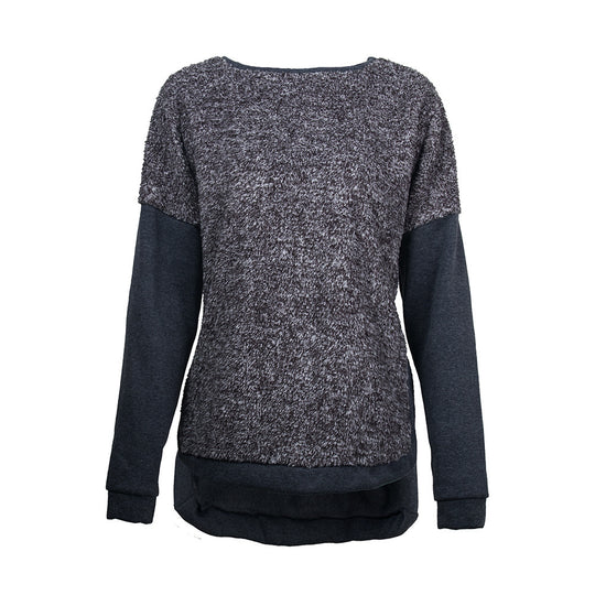 Damen lässiges Sweatshirt mit eleganten Textur-Mix und langen Ärmeln EB