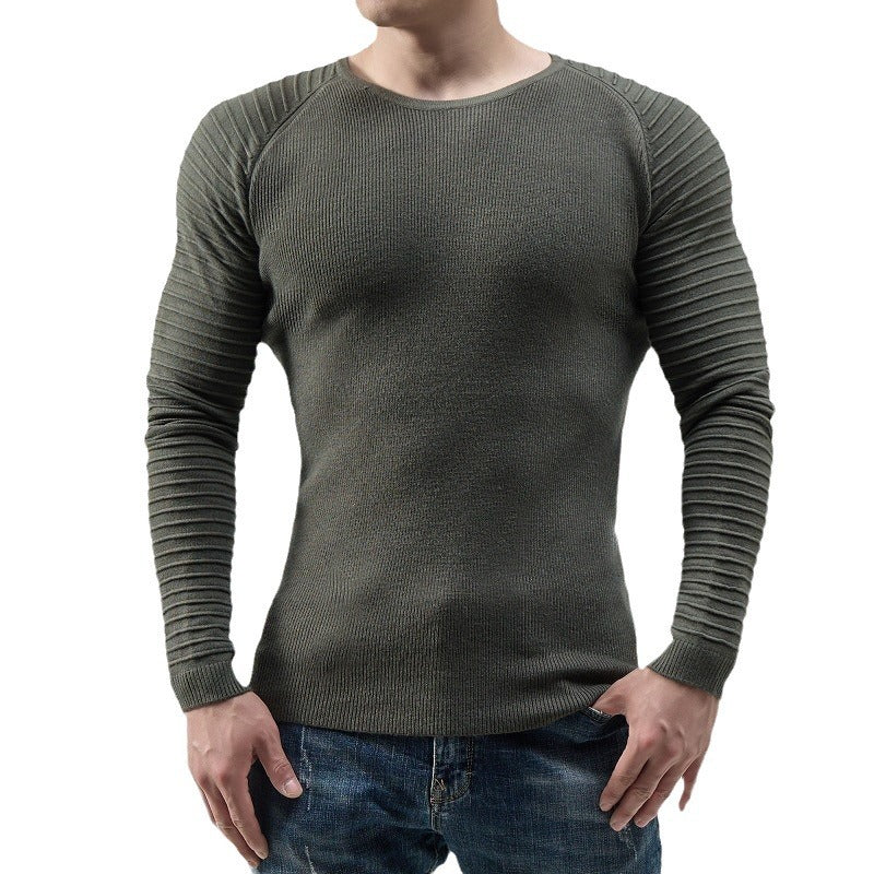 Herren moderner Langarmpullover mit strukturiertem Design und ribbeliertem Ärmel EB