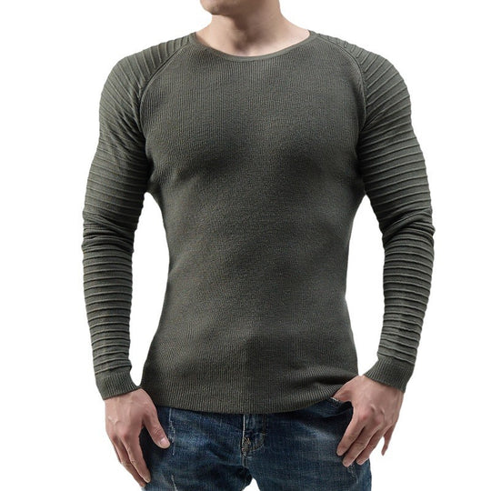 Herren moderner Langarmpullover mit strukturiertem Design und ribbeliertem Ärmel EB