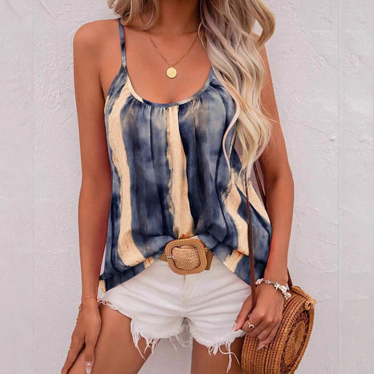 Damen Tanktop mit modischem Batikdesign und verführerischem U-Boot-Ausschnitt Heidi-Mode