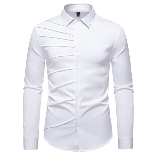 Herren Langarmhemd mit modischem Rippendesign EB