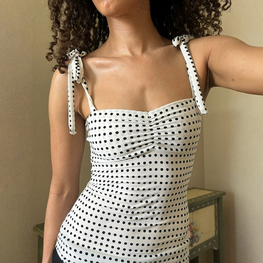 Damen Top mit niedlichem Punkte-Muster und verstellbaren Trägern EB