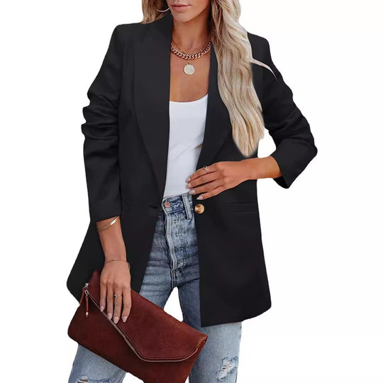 Damen Eleganter Freizeitblazer mit Lässigem Schnitt und Zwei Taschen EB