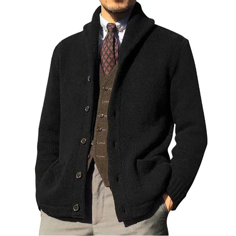 Herren Strickjacke im modernen Casual-Stil mit Schalkragen EB