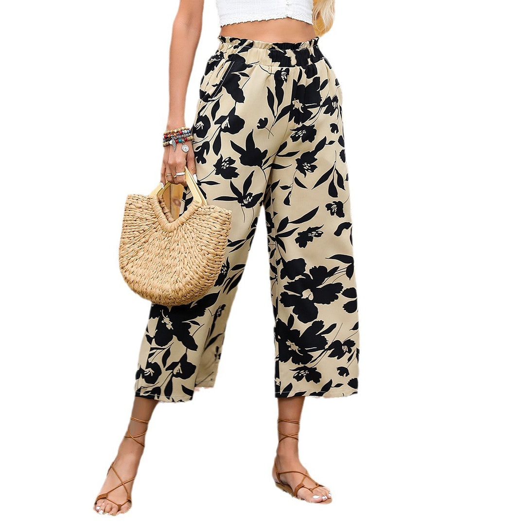 Damen Stylische, weite Blumenhose EB