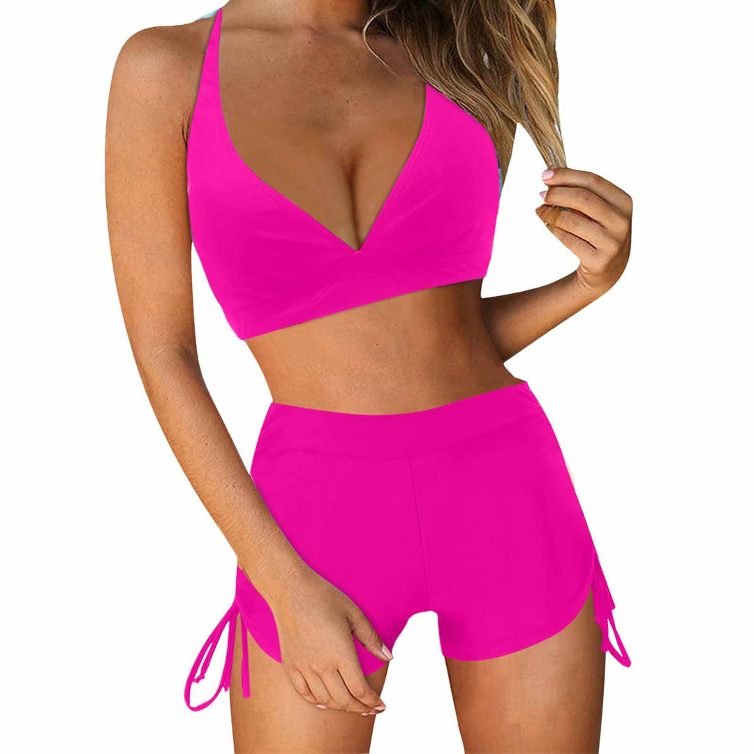 Damen Sportliches Bikini-Set mit modischem Hochbund und Seitenbindebändern EB