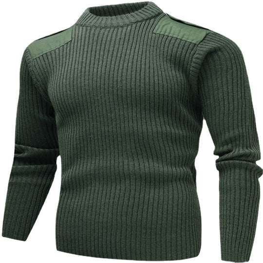 Herren Strickpullover mit V-Ausschnitt und dekorativen Schulterdetails EB