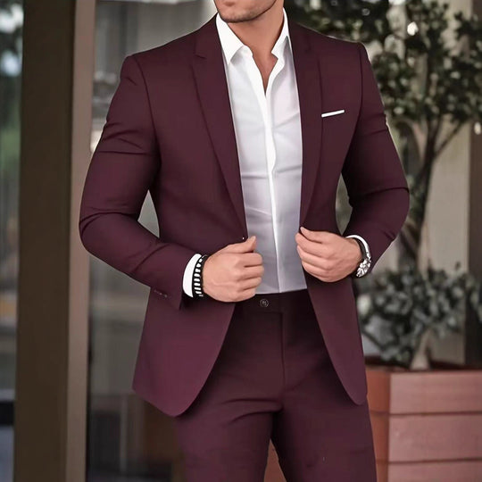 Herren nan schlanker Modern-Fit Anzug mit schmalem Revers und körpernaher Silhouette EB