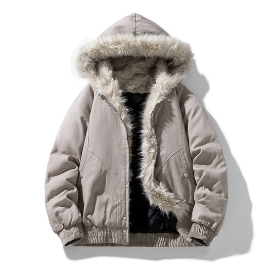 Unisex gesteppte Winterjacke mit Kunstfellkapuze und thermischer Füllung EB