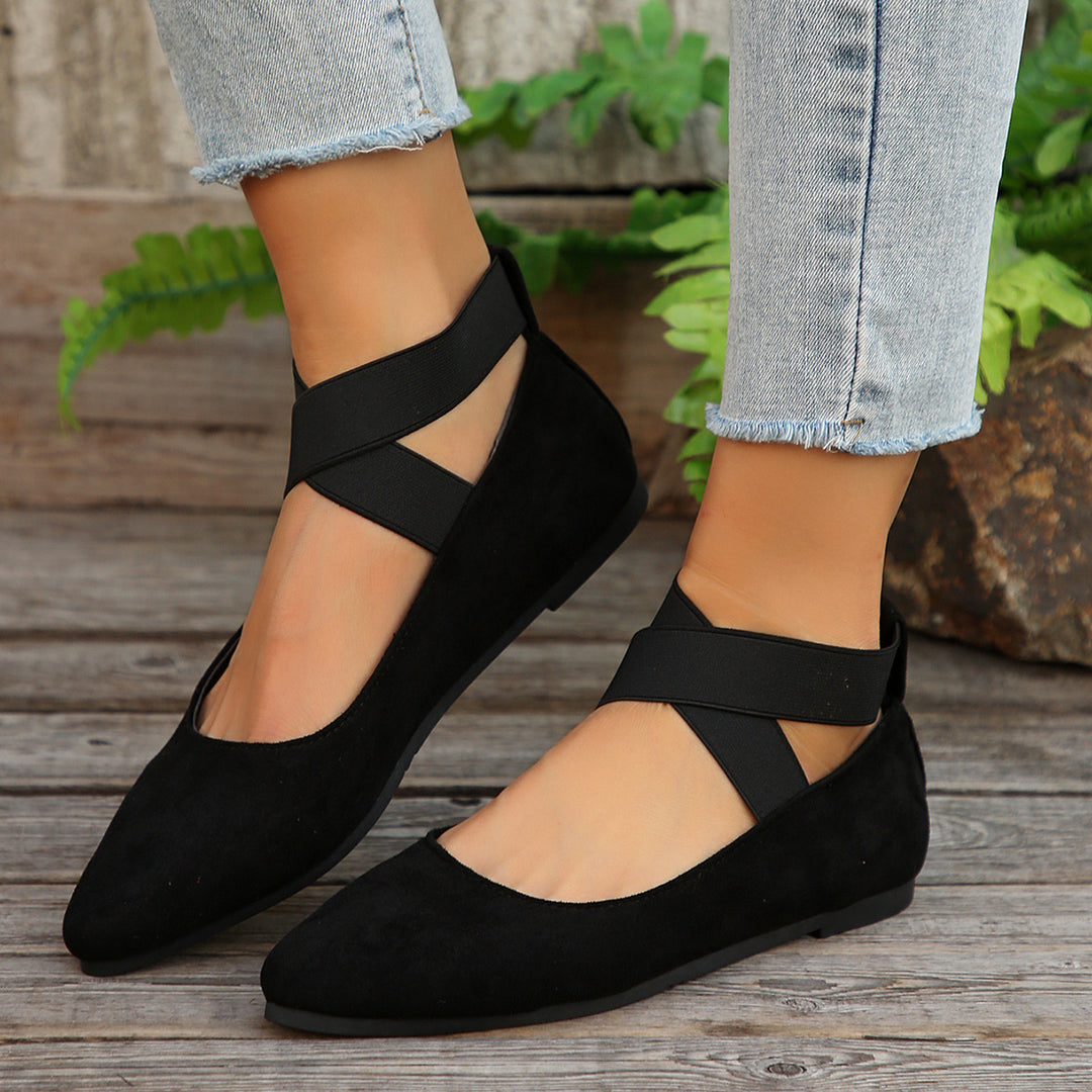 Damen elegante und bequeme Ballerinas mit verstellbarem Riemen EB