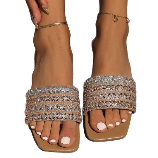 Damen elegante Riemchen-Sandaletten mit glamourösem Strassdesign EB